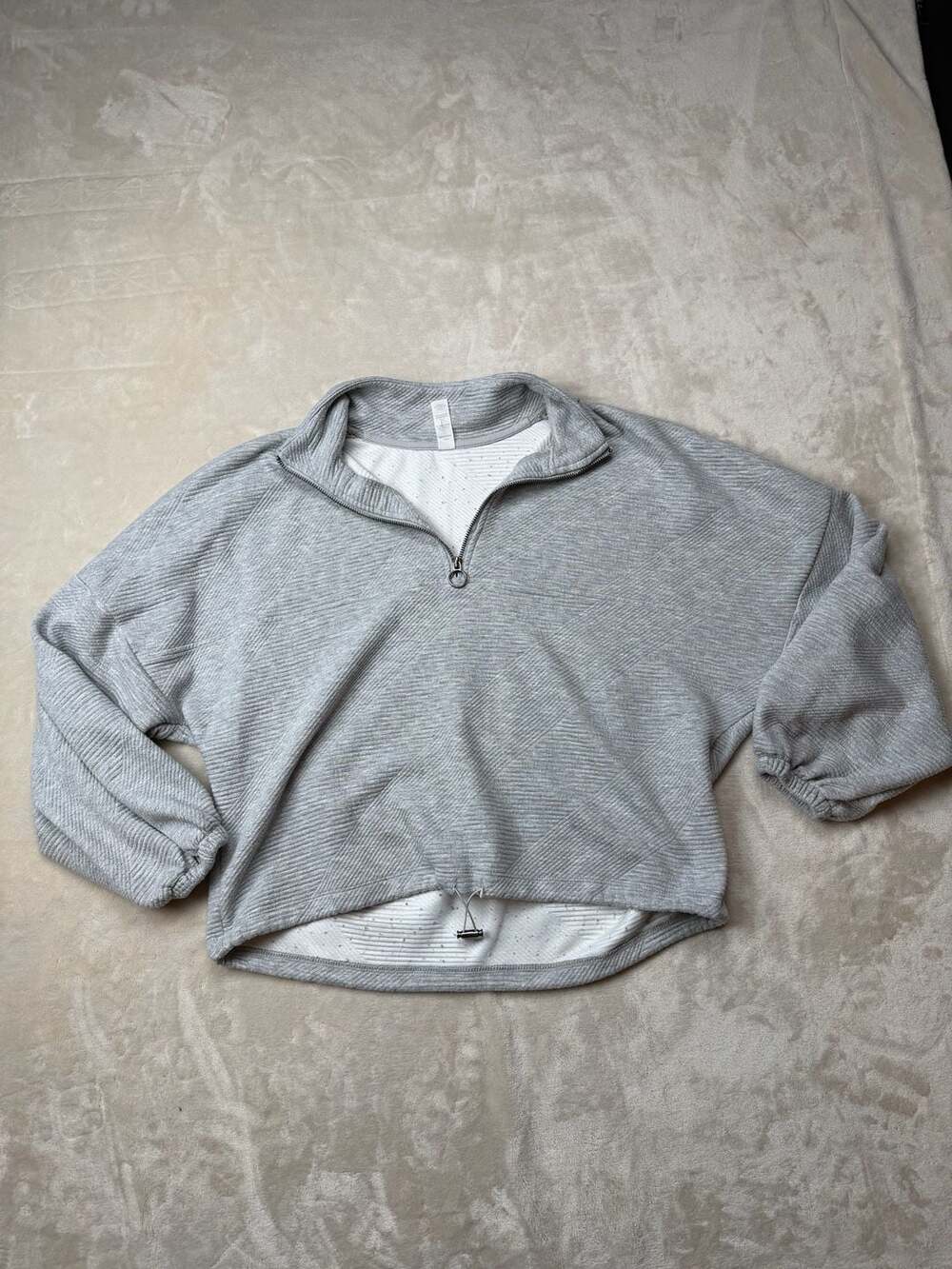Balance Collection Quarter Zip Pullover Size M Gray Textured